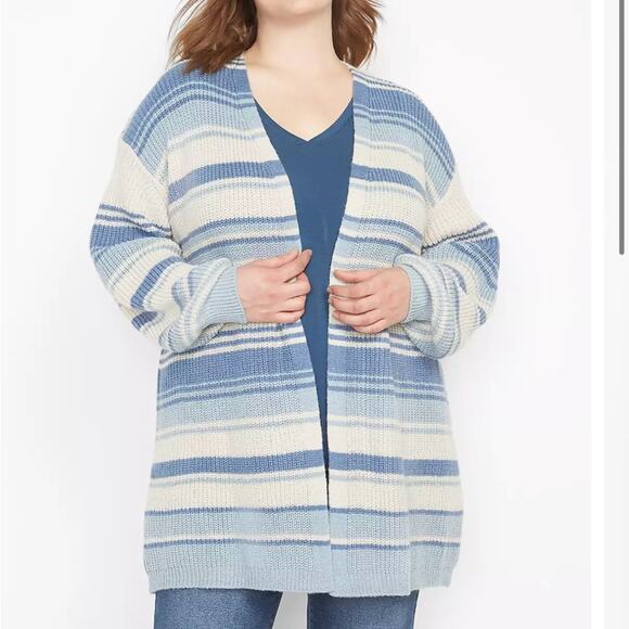 NEW Lane Bryant Open-Front Cardigan - Stripe Size 14/16 - Picture 1 of 11